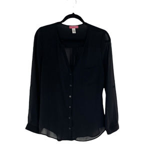 𝅺six DEGREES SHEER BLACK LONG SLEEVE BLOUSE